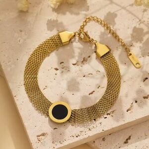 18 KT Gold Over Titanium Roman Bracelet